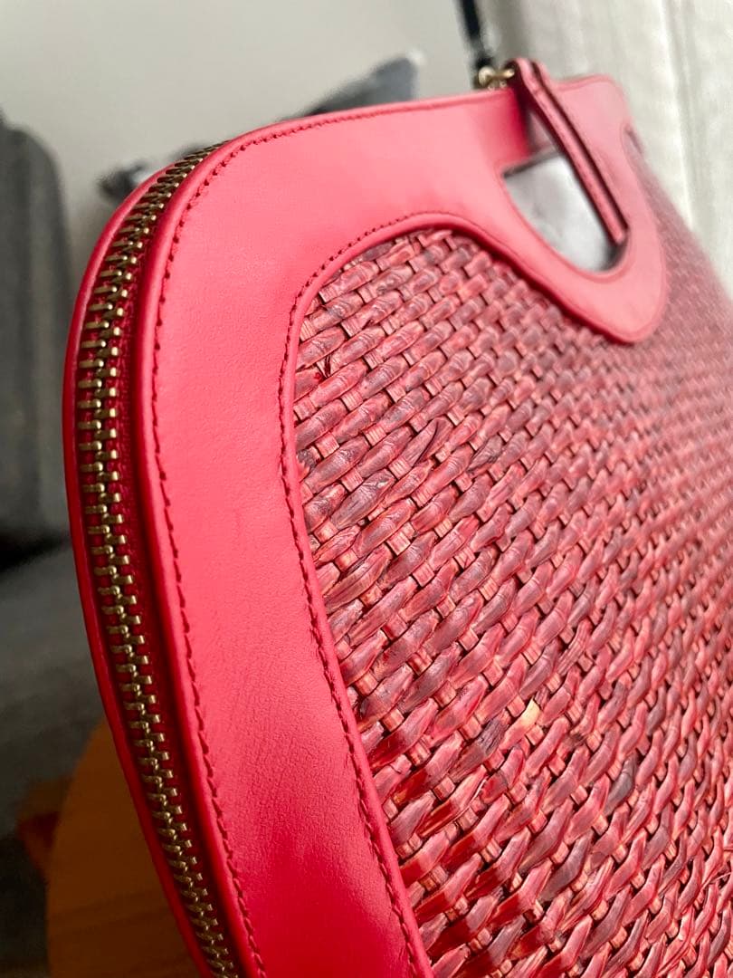 ペリーコ　美品！レザー×藤編み　クラッチ、ハンドバッグ