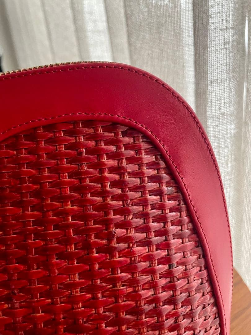 ペリーコ　美品！レザー×藤編み　クラッチ、ハンドバッグ