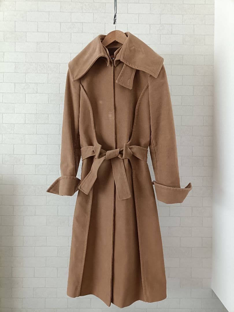 【美品】GENTUCCA BINI ロングコート 女優襟　キャメル　綿100%