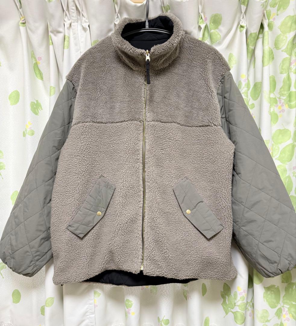 グローバルワーク　リバーシブルキルトブルゾン　モカLサイズ