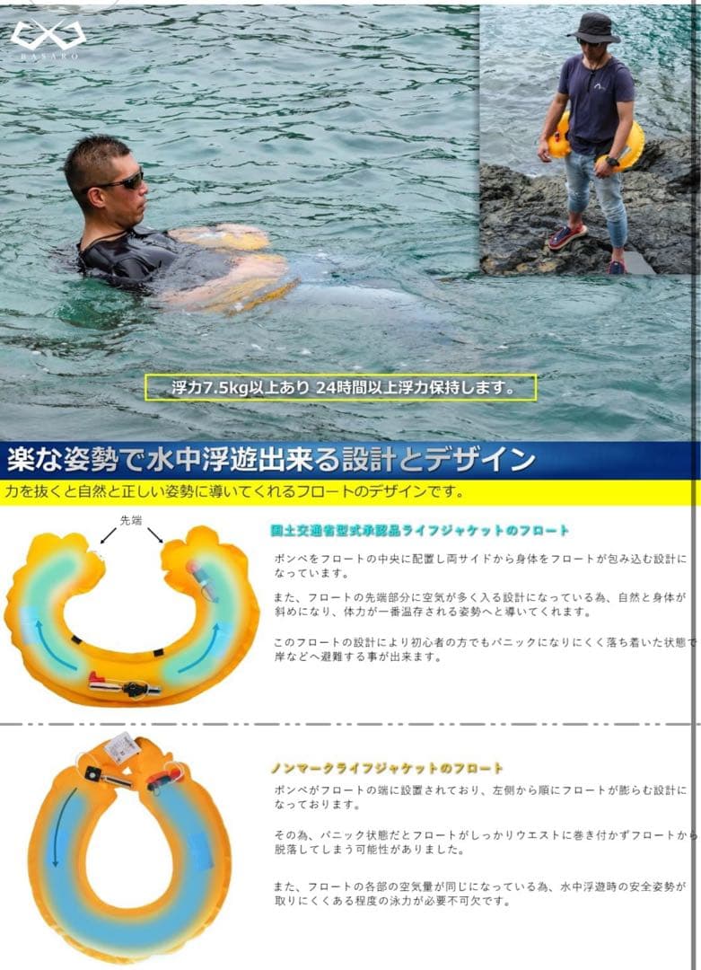 新品 桜マーク ライフジャケット 自動膨脹式 ボンベ付き 型式承認 デザー