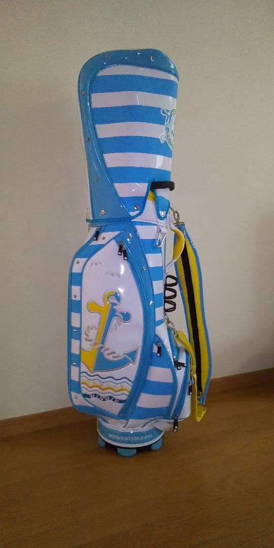 ゴルフバッグ 青と白のストライプ
