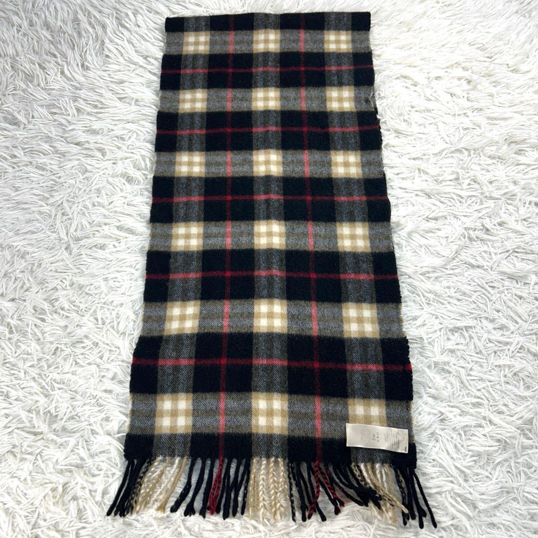 【美品・現行】バーバリー　マフラー　カシミヤ100　チェック　スコットランド製