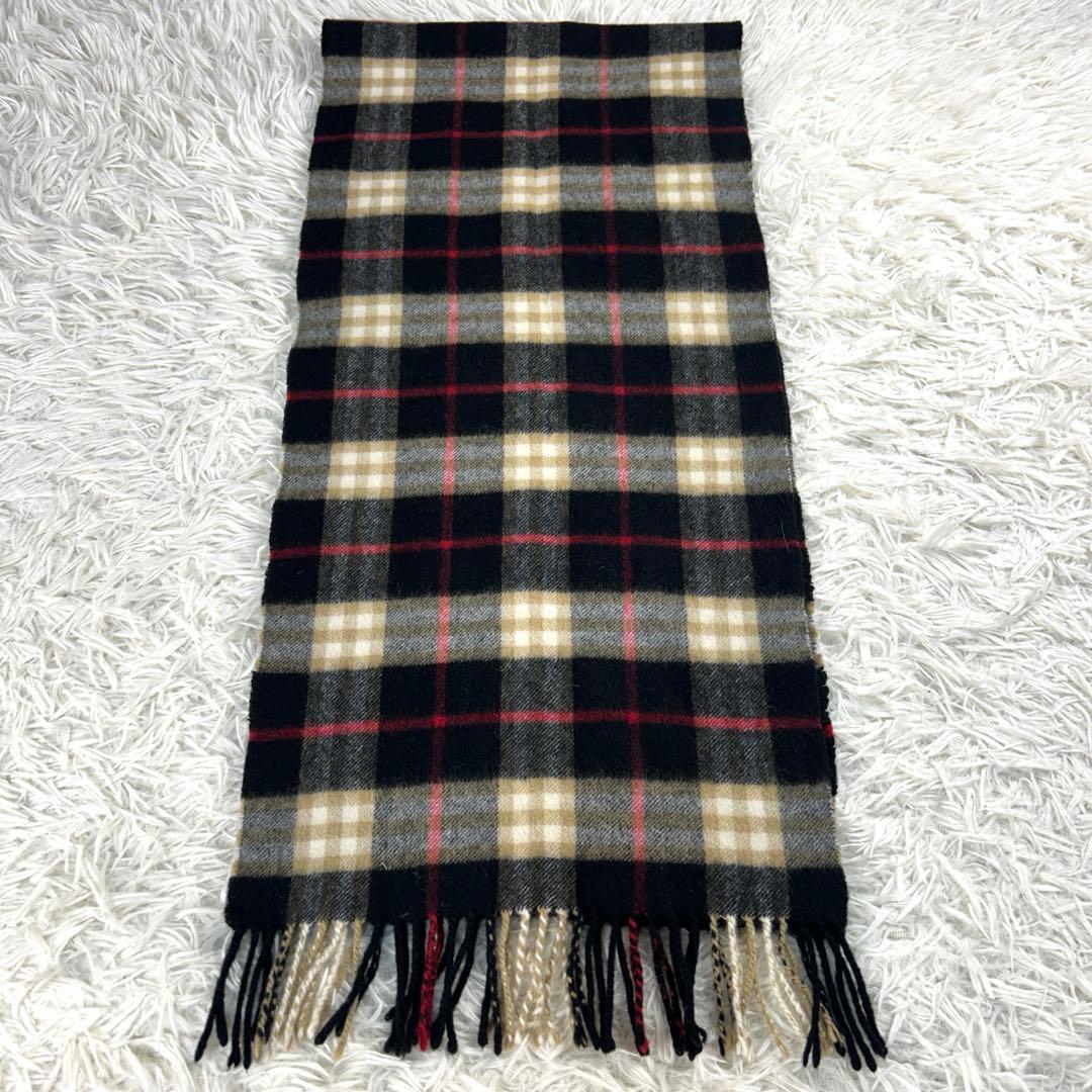 【美品・現行】バーバリー　マフラー　カシミヤ100　チェック　スコットランド製