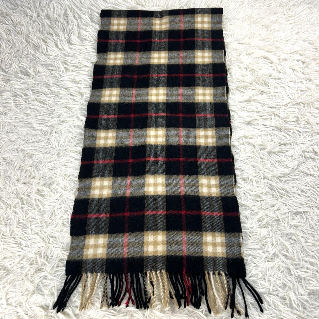 【美品・現行】バーバリー　マフラー　カシミヤ100　チェック　スコットランド製