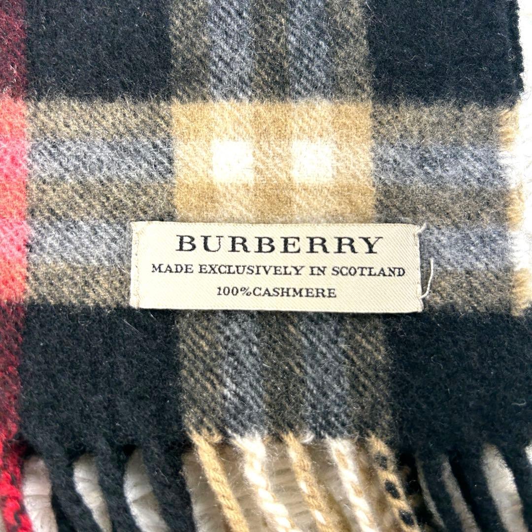 【美品・現行】バーバリー　マフラー　カシミヤ100　チェック　スコットランド製
