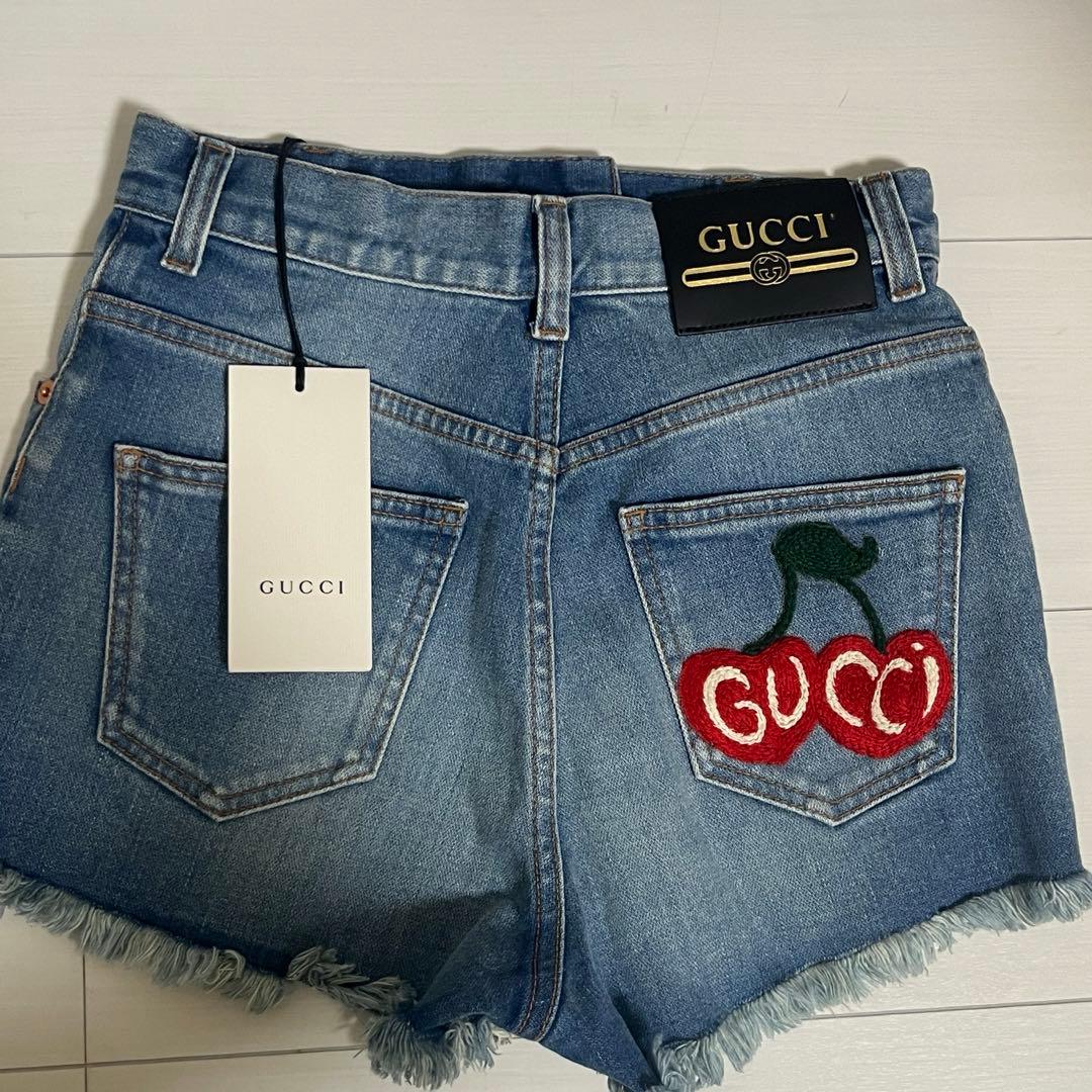 専用✳︎新品未使用限定GUCCIデニムショートパンツ22さくらんぼ