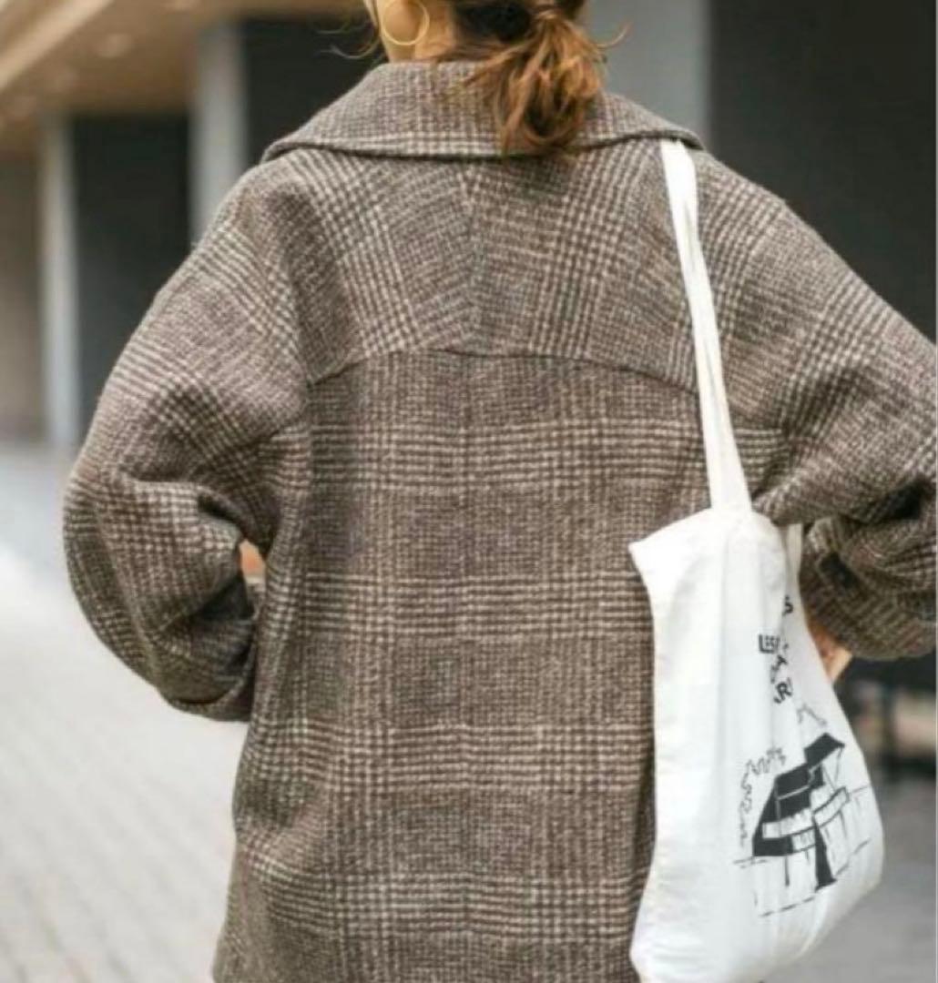 Spick & Span Wスライバーチェックハーフコート　36
