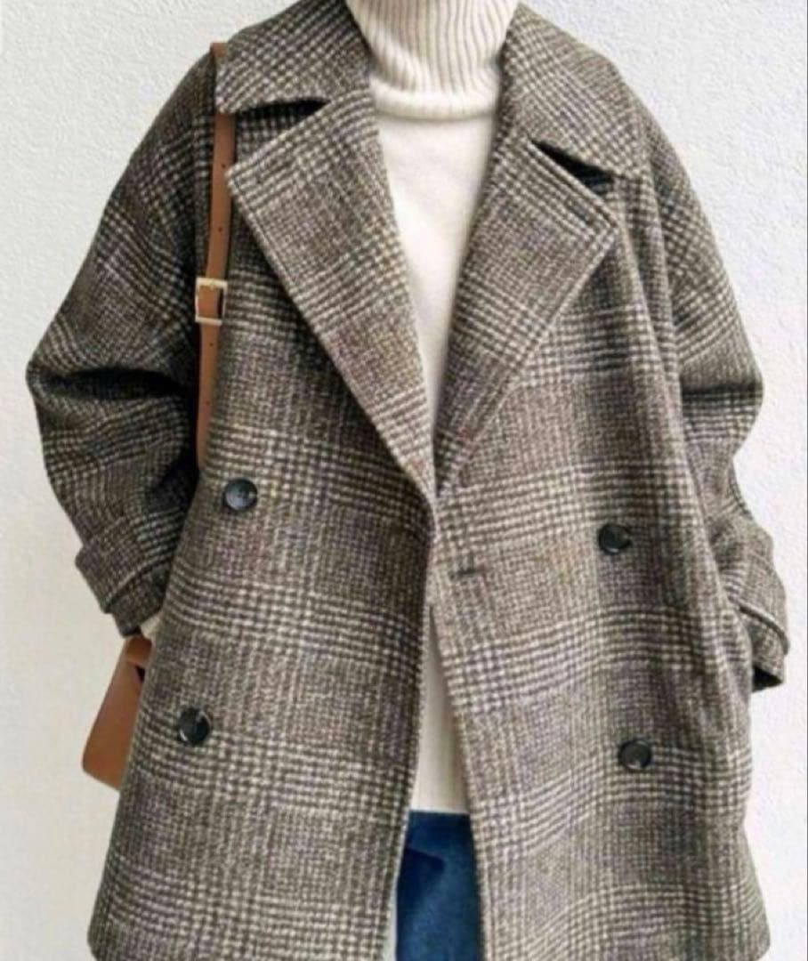 Spick & Span Wスライバーチェックハーフコート　36