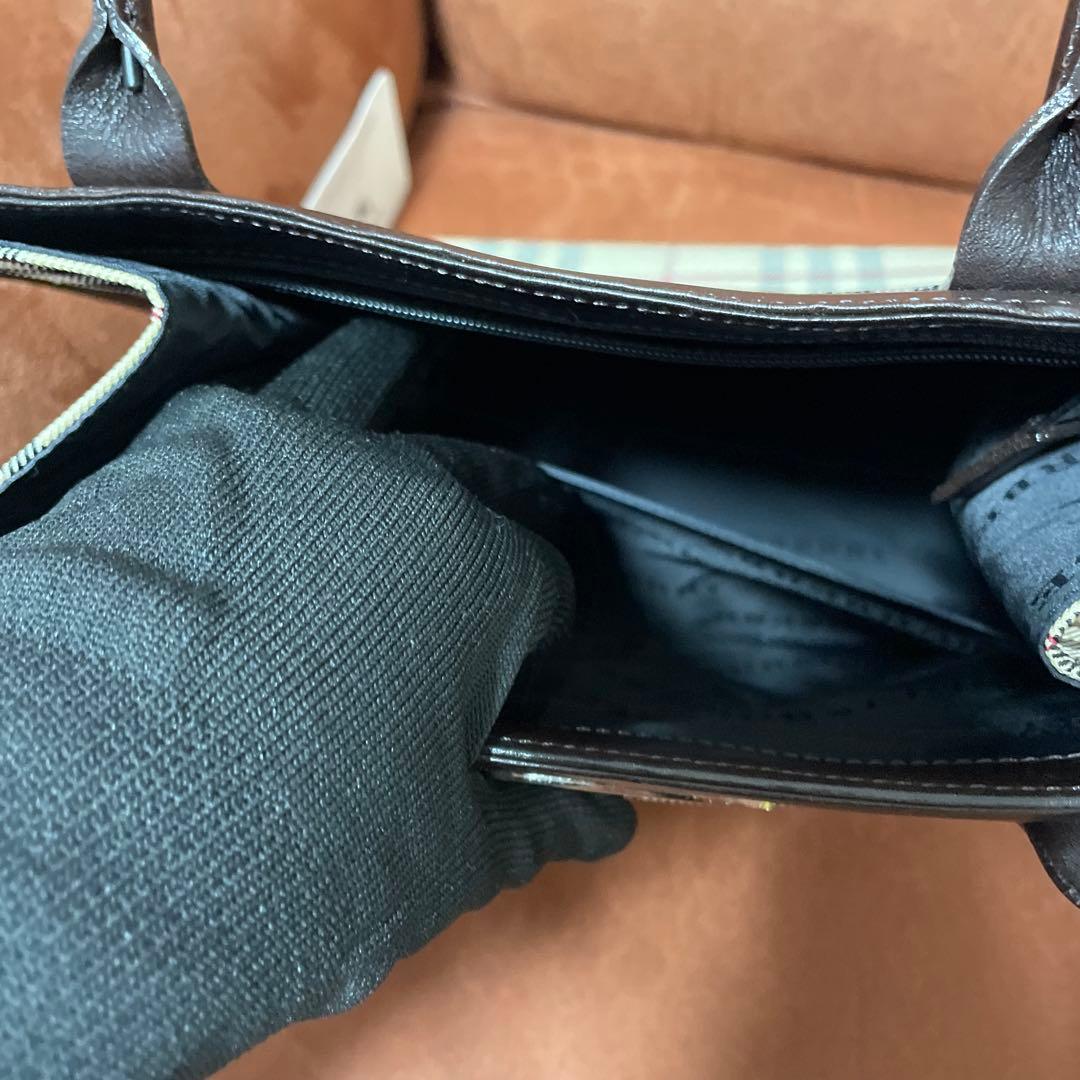 バーバリー ミニトートバッグ ノバチェック レザー キャンバス