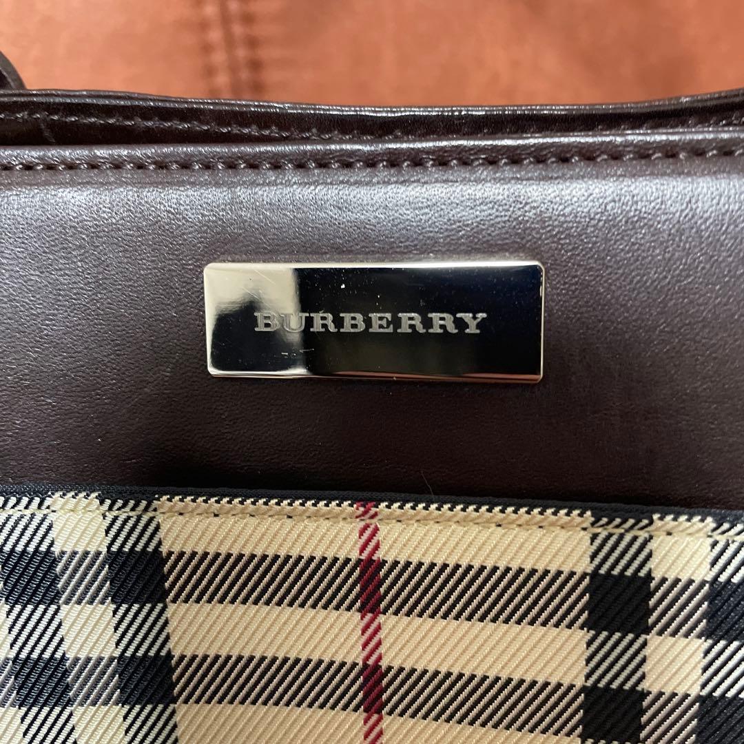 バーバリー ミニトートバッグ ノバチェック レザー キャンバス