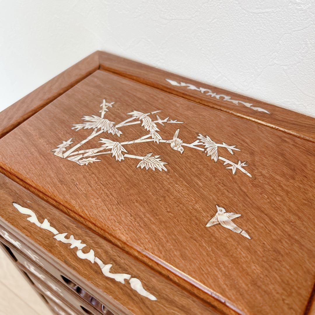 螺鈿細工 箪笥 整理箪笥 8段 木製チェスト 中国骨董 唐木