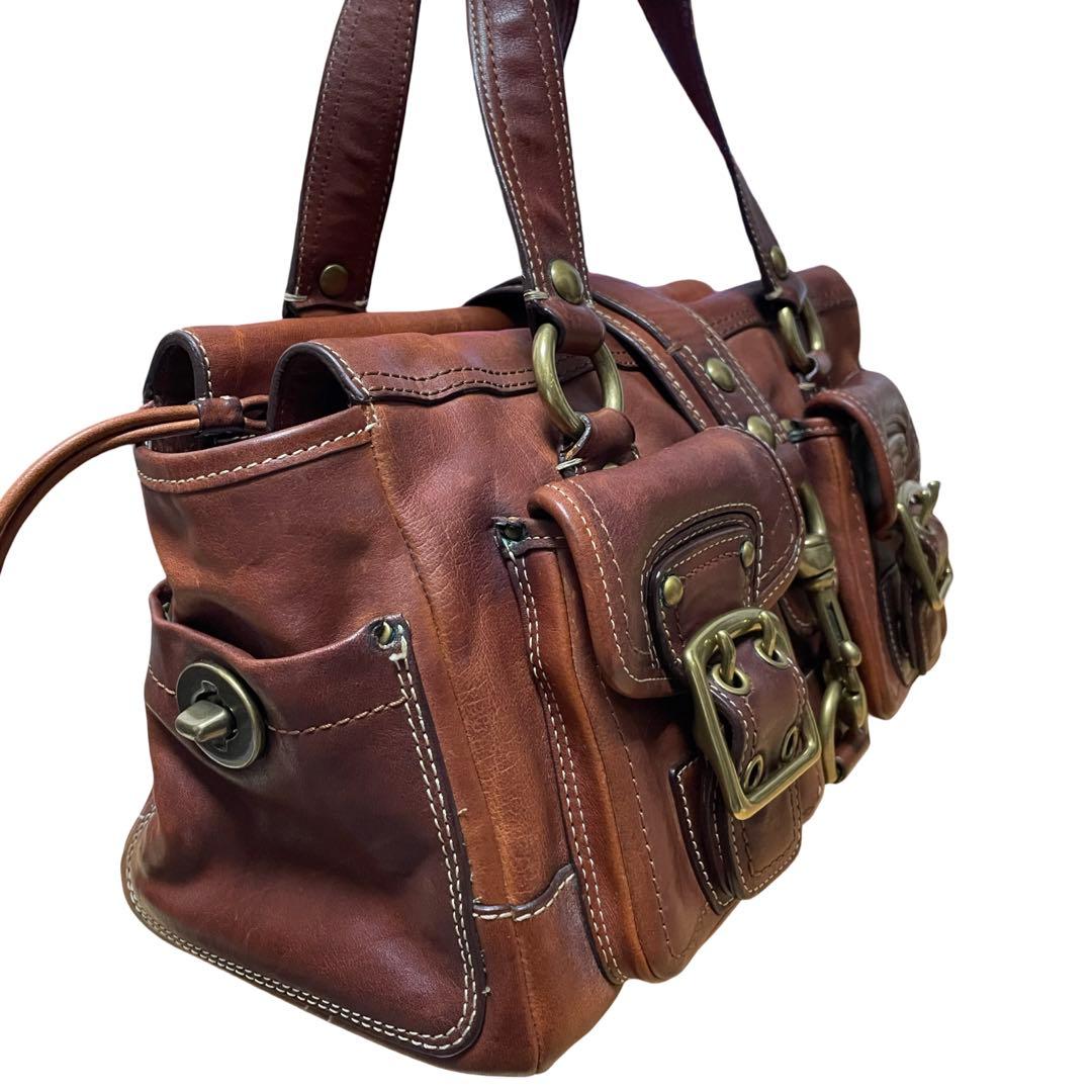 バッグ 65th Coach Flap Legacy Satchel Bag Brown