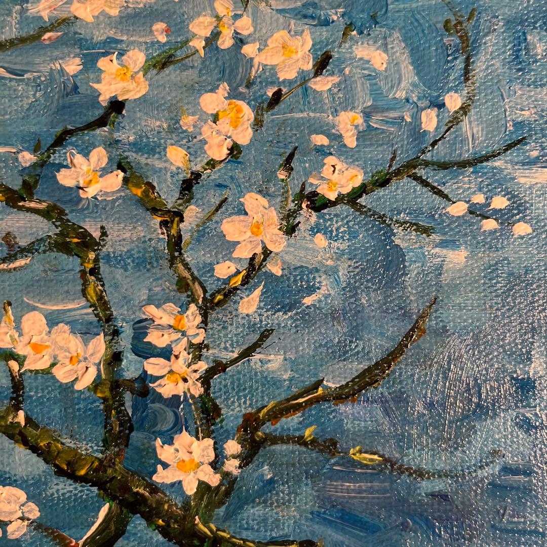 ★秀作★ 手描き油絵 ゴッホ 花咲くアーモンドの枝 額付 肉筆絵画 油彩画