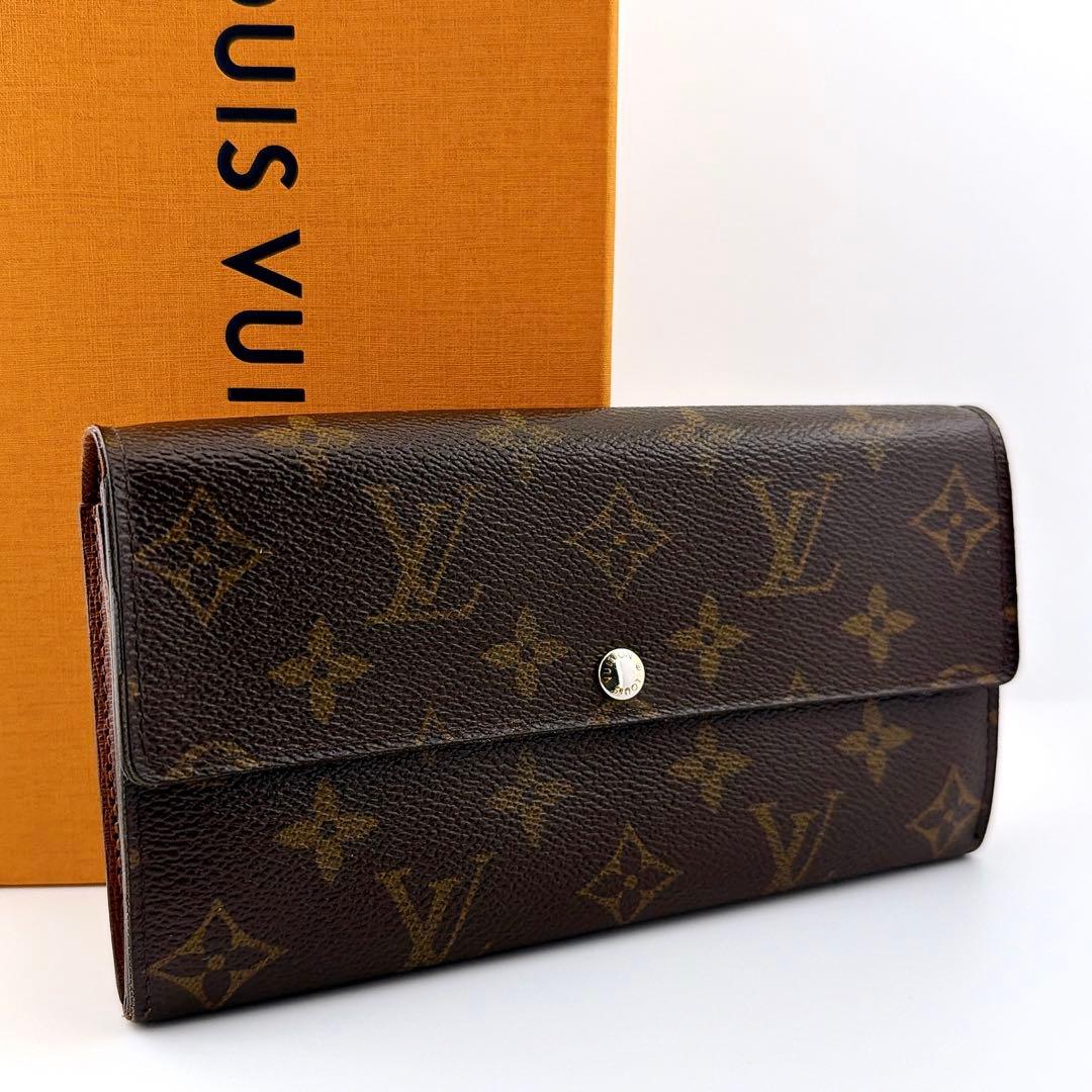 【美品】ルイヴィトン モノグラム ポルトフォイユサラ 二つ折り財布 ブラウン