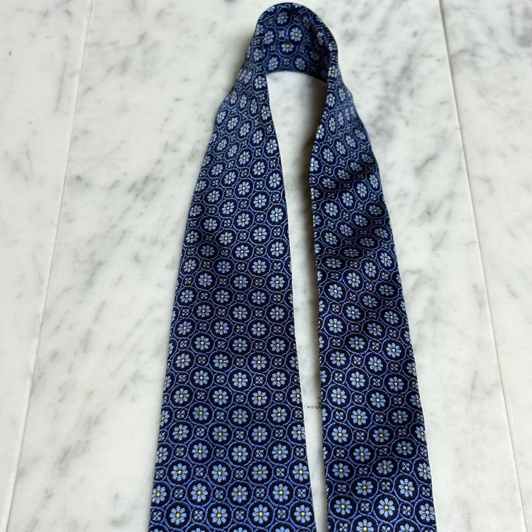 dunhill ネクタイ ネイビー ブルー 花柄 パターン柄