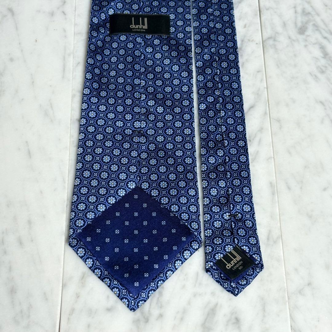 dunhill ネクタイ ネイビー ブルー 花柄 パターン柄