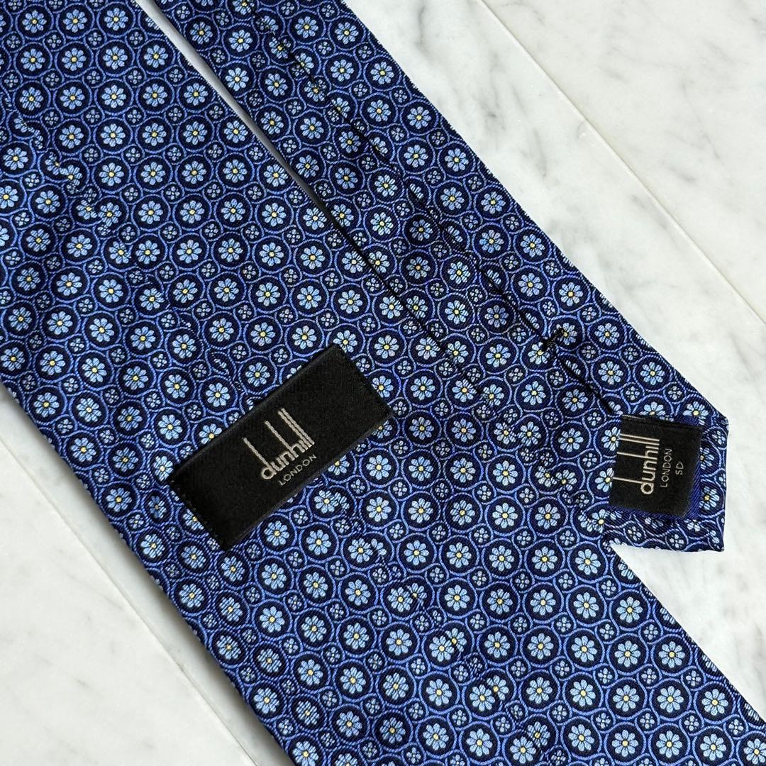 dunhill ネクタイ ネイビー ブルー 花柄 パターン柄