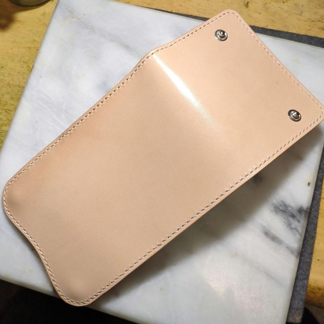 姫路ヌメ革 ショートウォレット ハンドメイド 2つ折り財布 ハーフウォレット