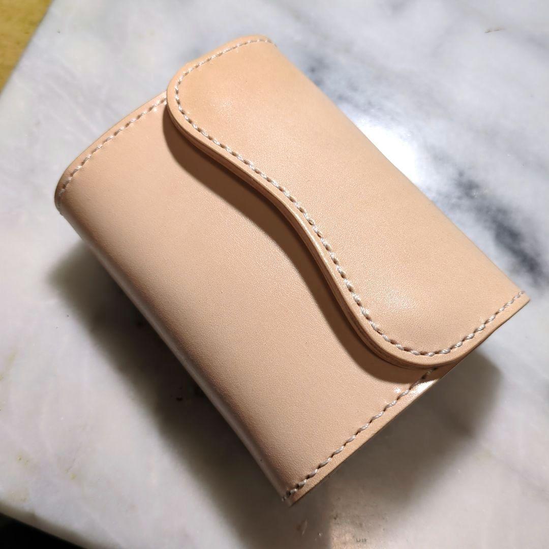 姫路ヌメ革 ショートウォレット ハンドメイド 2つ折り財布 ハーフウォレット