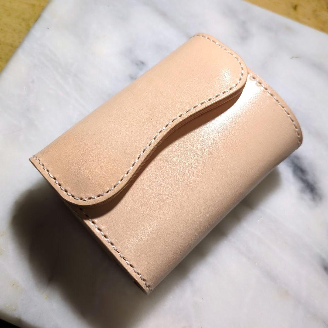 姫路ヌメ革 ショートウォレット ハンドメイド 2つ折り財布 ハーフウォレット