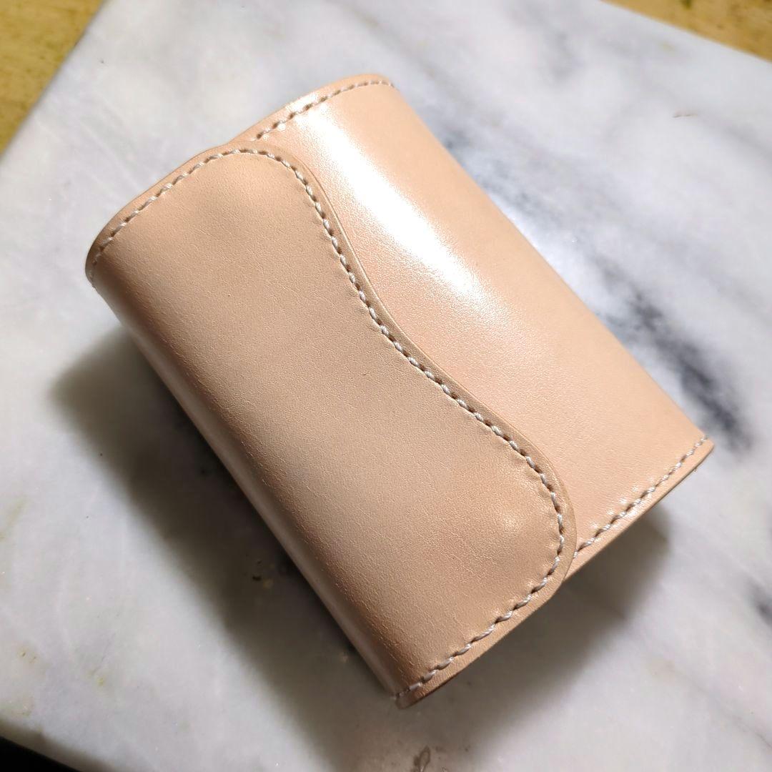 姫路ヌメ革 ショートウォレット ハンドメイド 2つ折り財布 ハーフウォレット