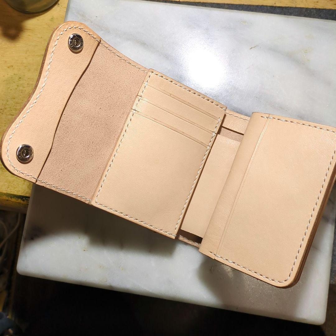 姫路ヌメ革 ショートウォレット ハンドメイド 2つ折り財布 ハーフウォレット