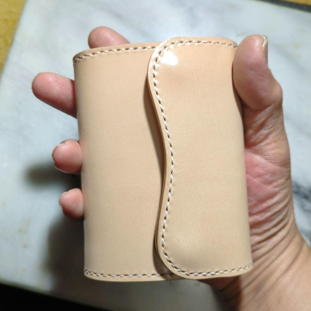 姫路ヌメ革 ショートウォレット ハンドメイド 2つ折り財布 ハーフウォレット