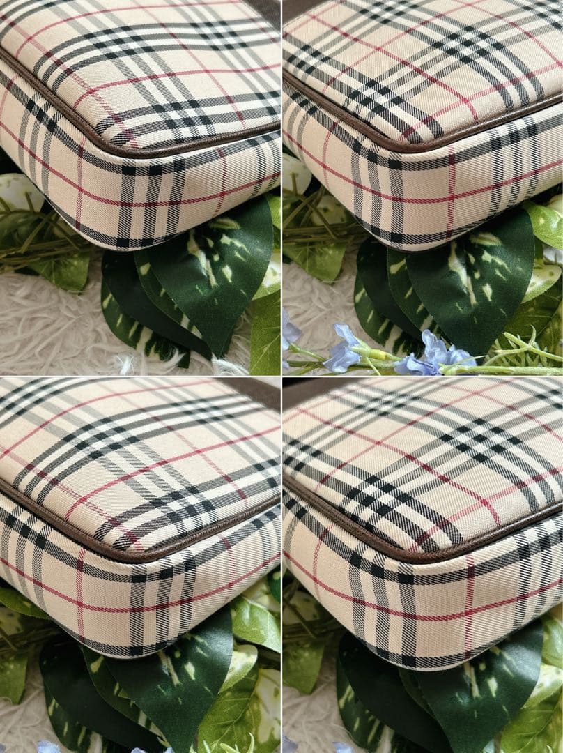 美品⁂バーバリー⁂ショルダーバッグ　キャンバスレザー　ノバチェック　ブラウン