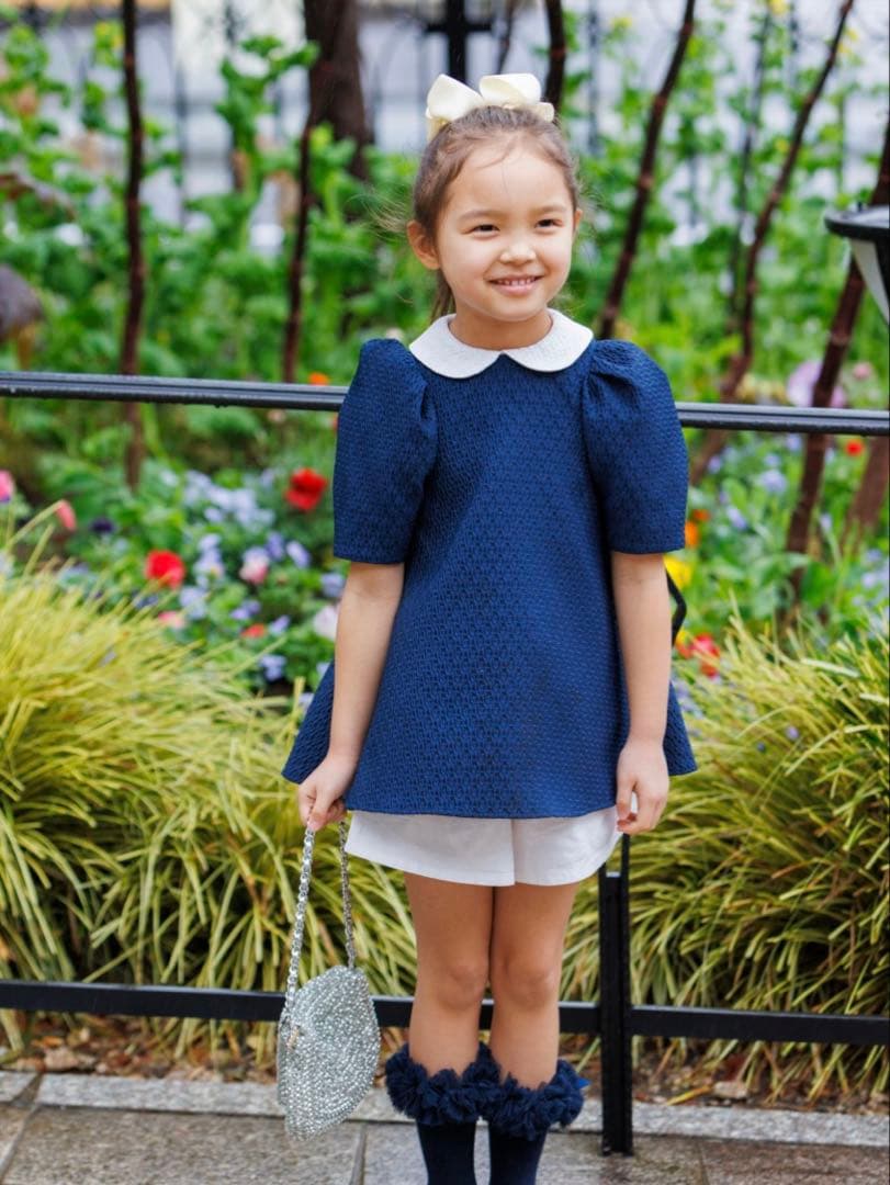 【売約済み】【未使用】Bluelea キッズジャガードドレス　ネイビー