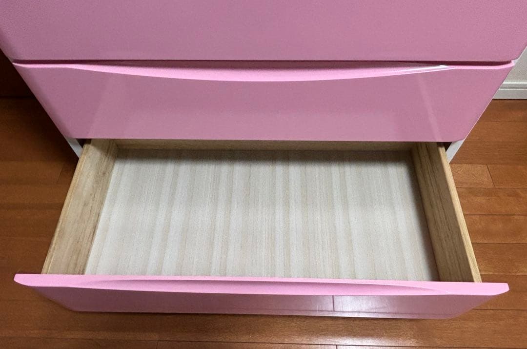 木製チェスト　タンス　5段　ピンク
