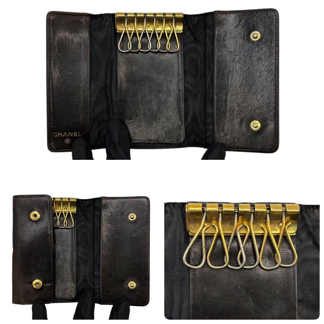 CHANEL シャネル　キーケース　レザー　ブラック　R703