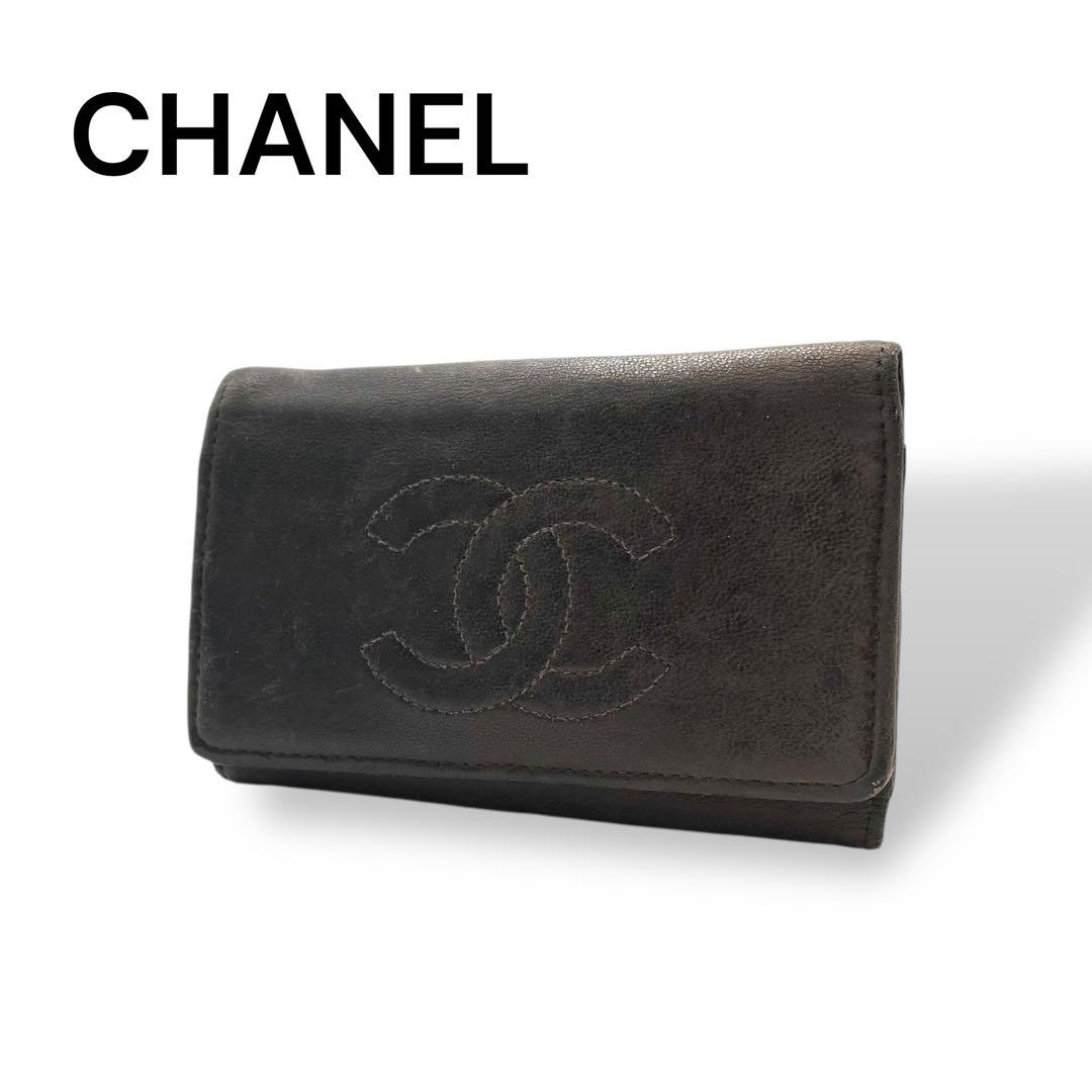 CHANEL シャネル　キーケース　レザー　ブラック　R703