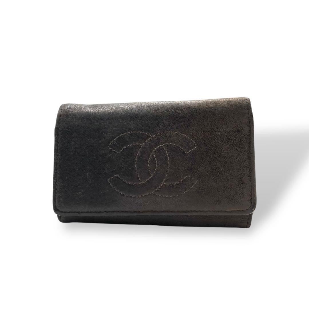 CHANEL シャネル　キーケース　レザー　ブラック　R703