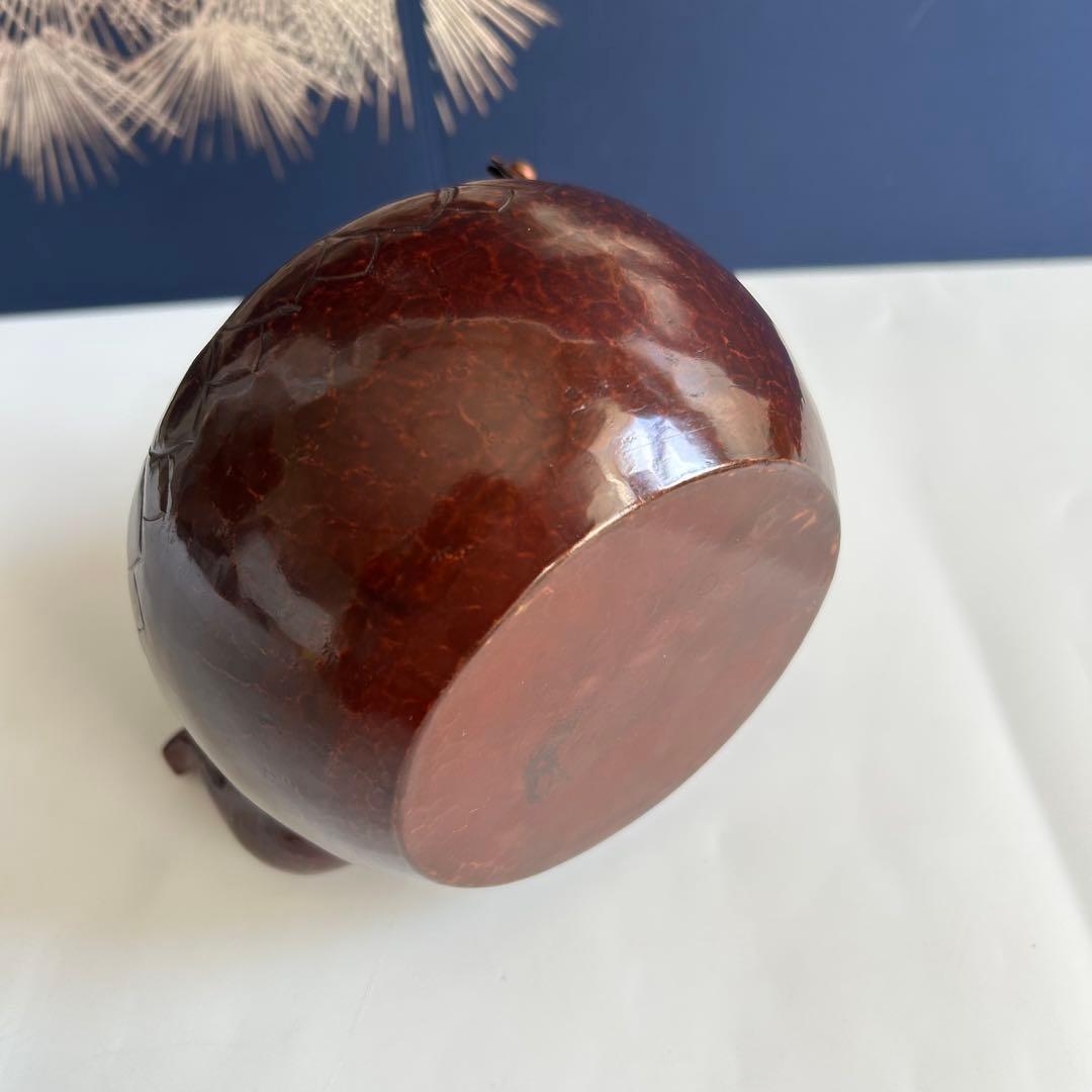 銅製 洗瓶 水次 茶道具 古道具 ビンテージ　彫刻模様