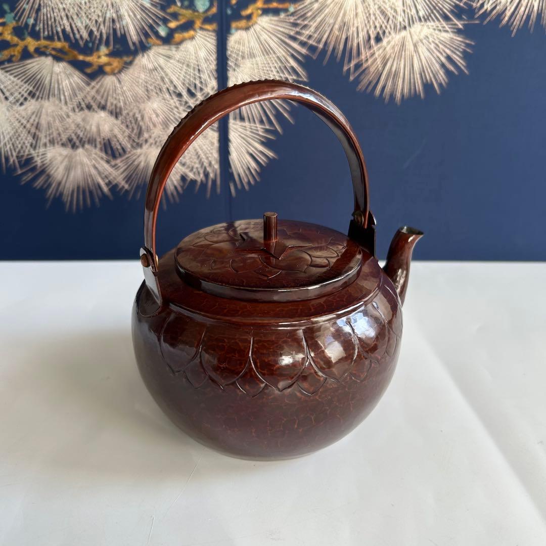 銅製 洗瓶 水次 茶道具 古道具 ビンテージ　彫刻模様