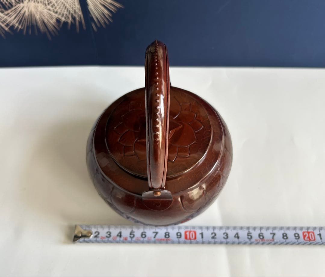 銅製 洗瓶 水次 茶道具 古道具 ビンテージ　彫刻模様