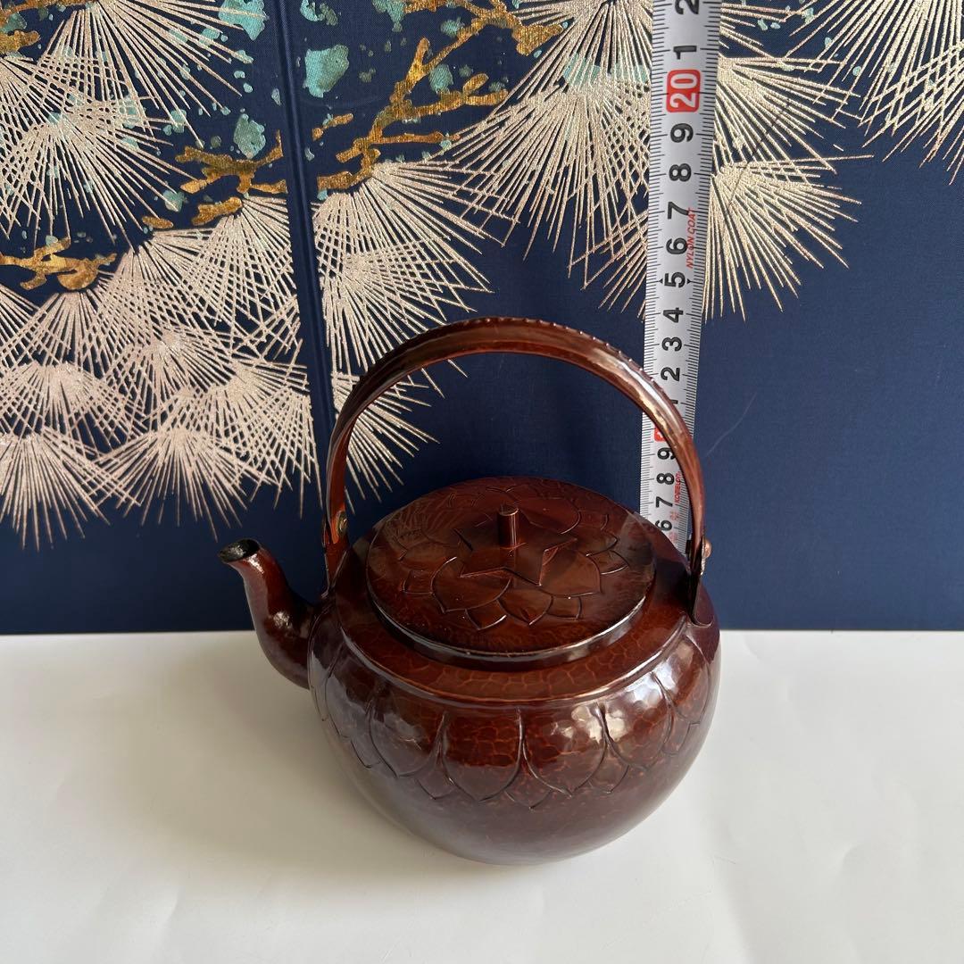 銅製 洗瓶 水次 茶道具 古道具 ビンテージ　彫刻模様