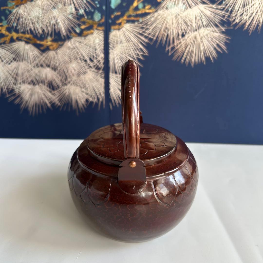 銅製 洗瓶 水次 茶道具 古道具 ビンテージ　彫刻模様