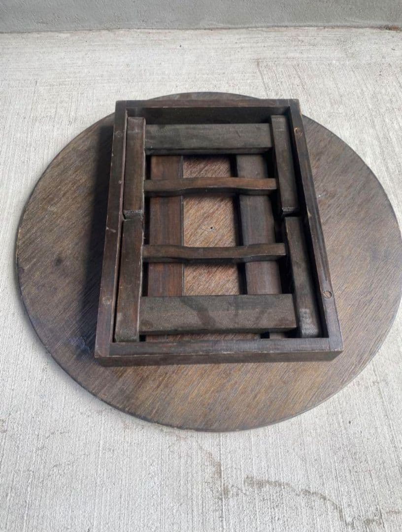 レトロな豆ちゃぶ台　木製 円形座卓 折りたたみ式　2台セット