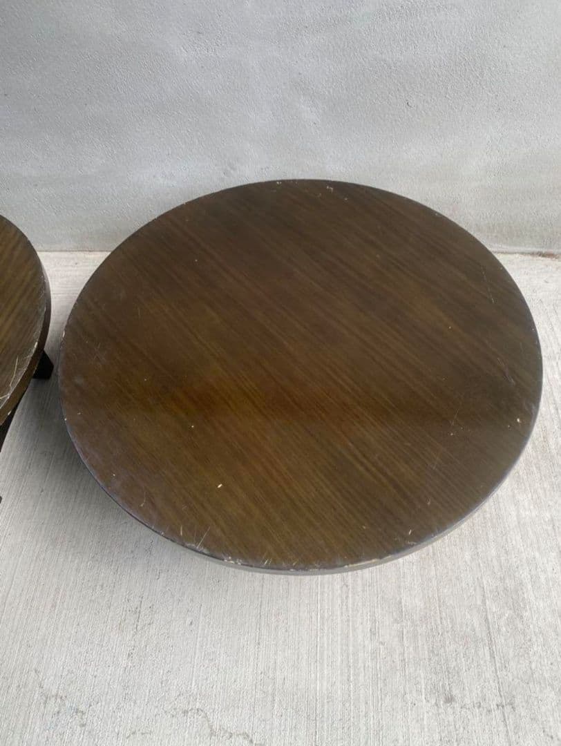 レトロな豆ちゃぶ台　木製 円形座卓 折りたたみ式　2台セット