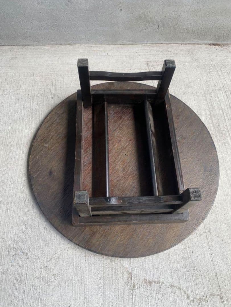 レトロな豆ちゃぶ台　木製 円形座卓 折りたたみ式　2台セット