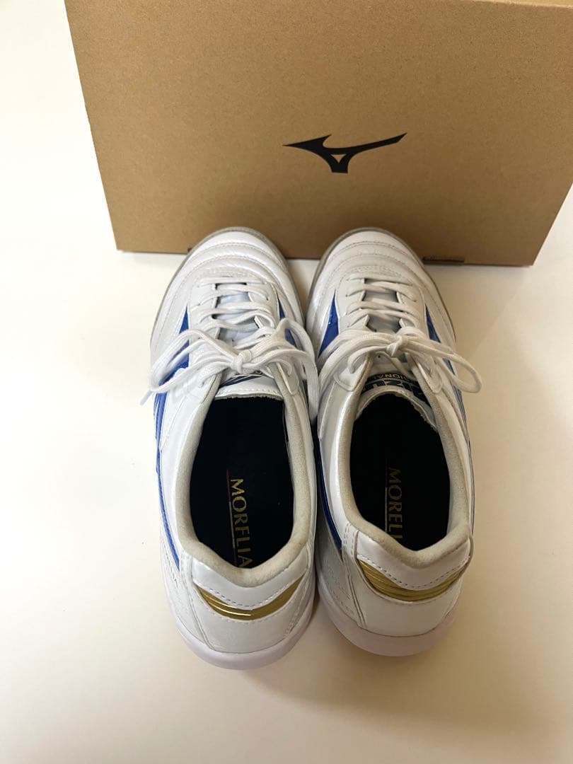 Mizuno モレリア フットサルシューズ ホワイト/ブルー24cm 【美品】