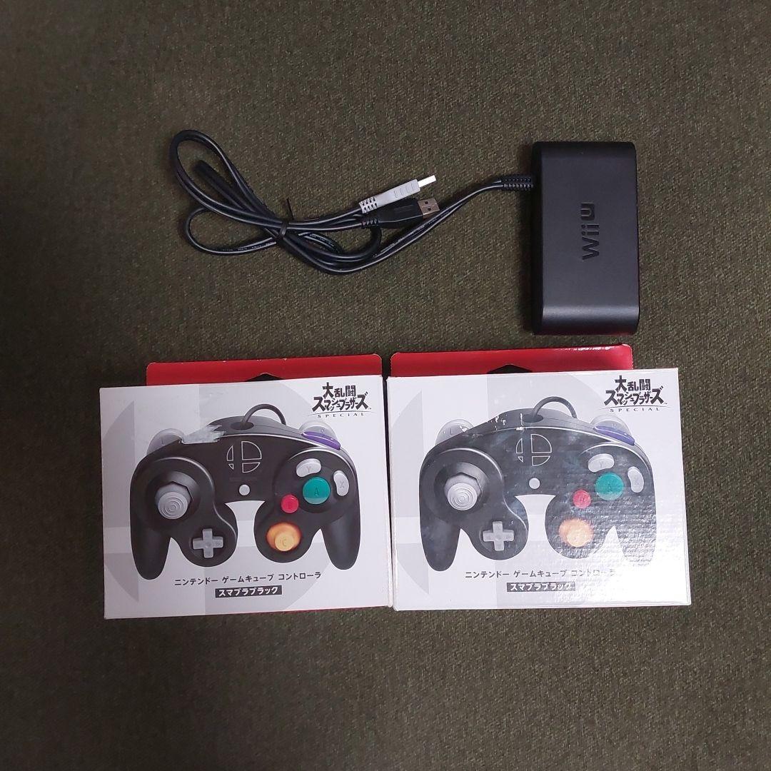 SW GCコントローラ スマブラブラック+接続アダプター