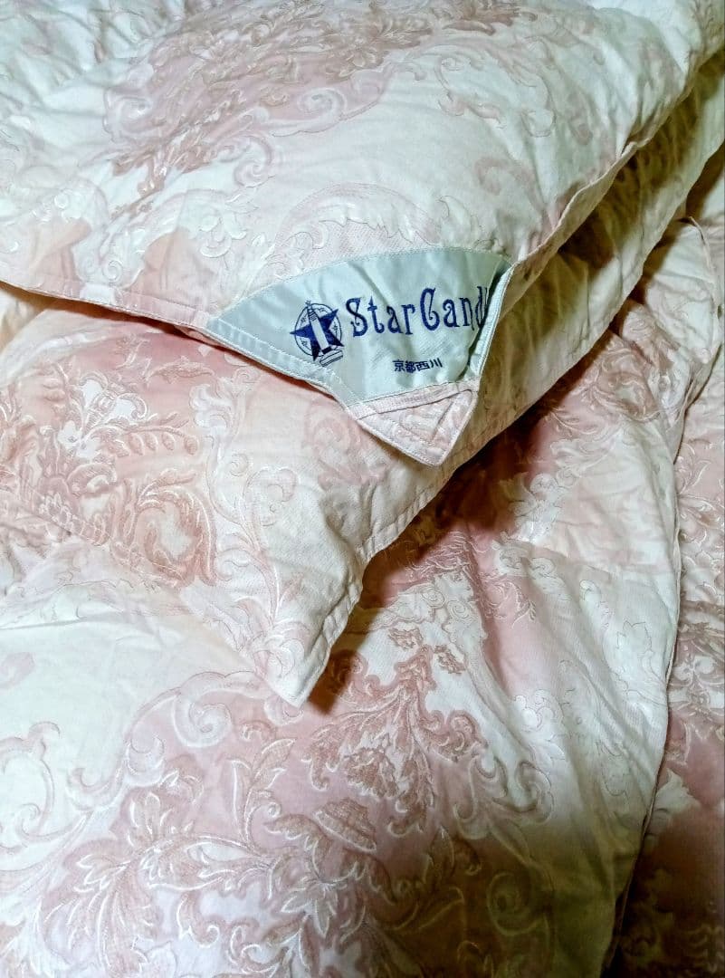 京都西川　StarCandy ピンク花柄羽毛掛け布団 ダブル190x210cm