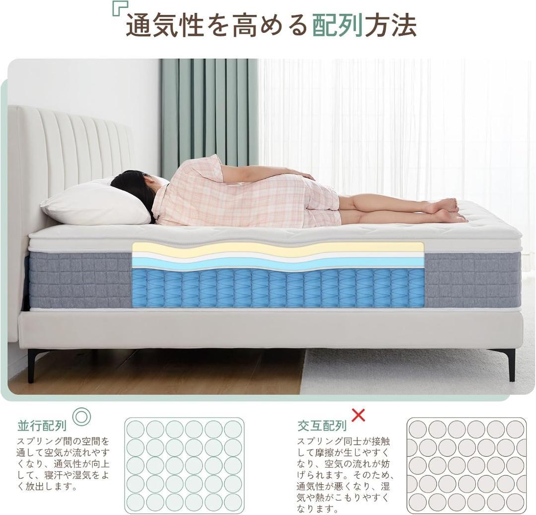 シングル ベッドマットレス ポケットコイルマットレス 厚さ24cm