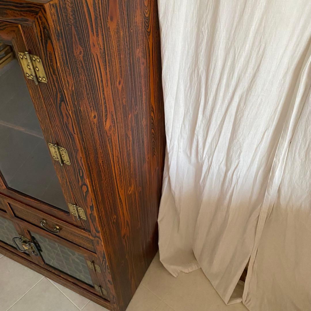 李朝家具　アンティーク　ガラスキャビネット　飾り棚　薬箪笥　中国家具　和家具