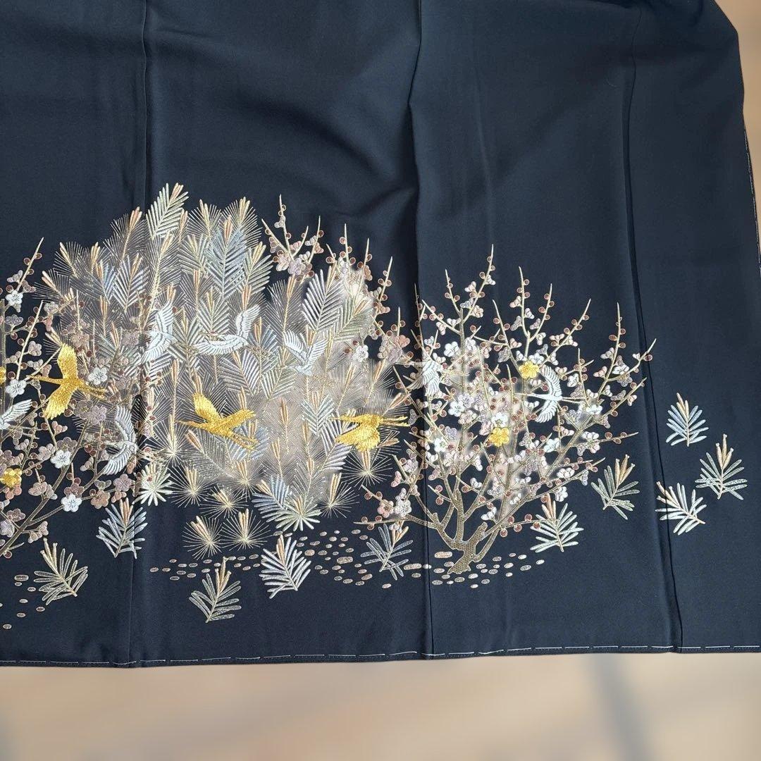きみ　松と鶴　総刺繍　黒留袖