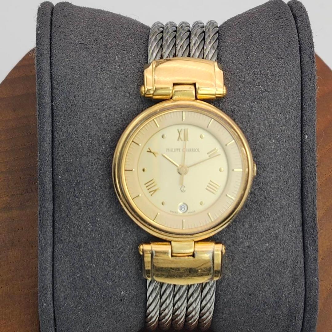 シャリオール ケルティック　ゴールド　金文字盤　腕時計　ローマン　ワイヤーバンド