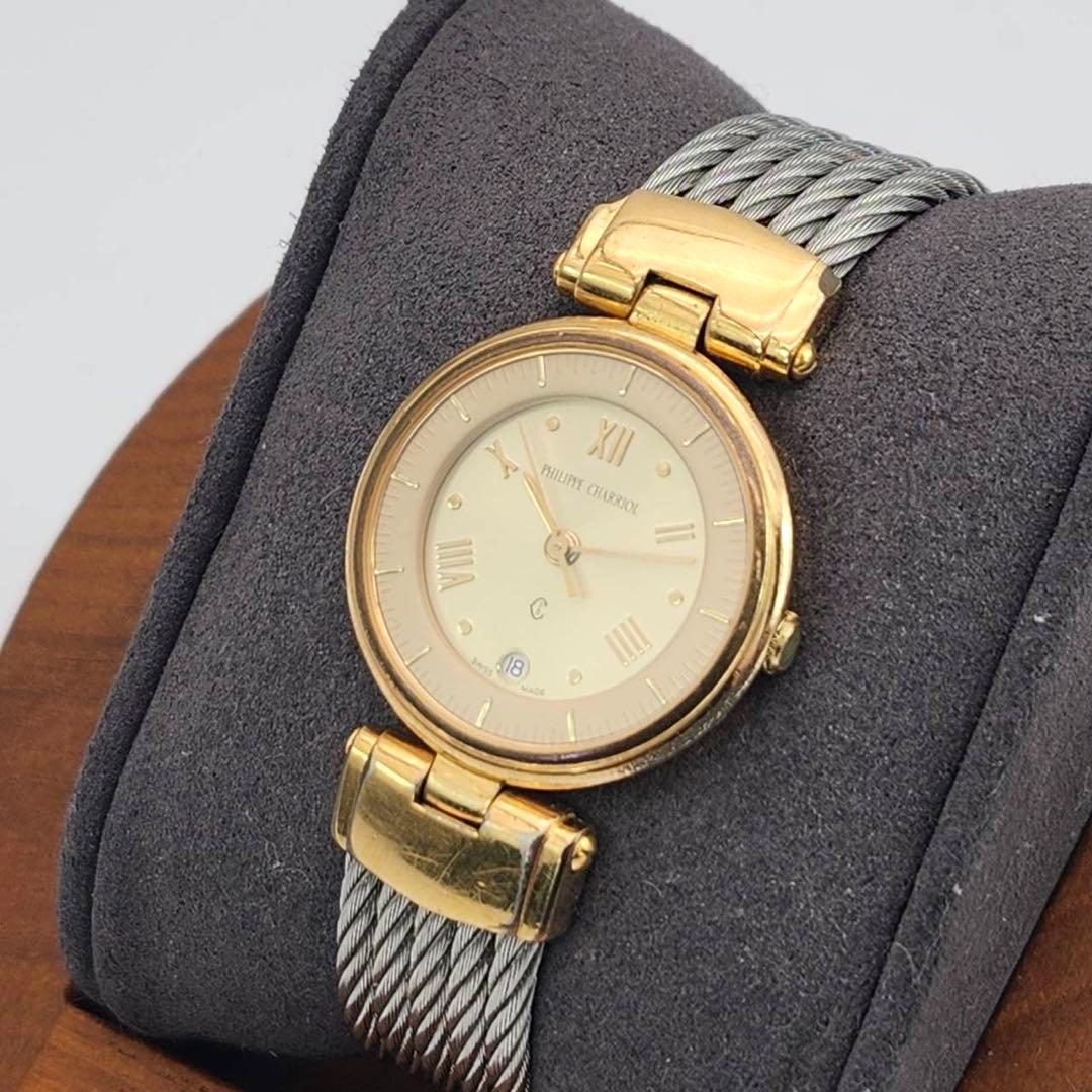 シャリオール ケルティック　ゴールド　金文字盤　腕時計　ローマン　ワイヤーバンド